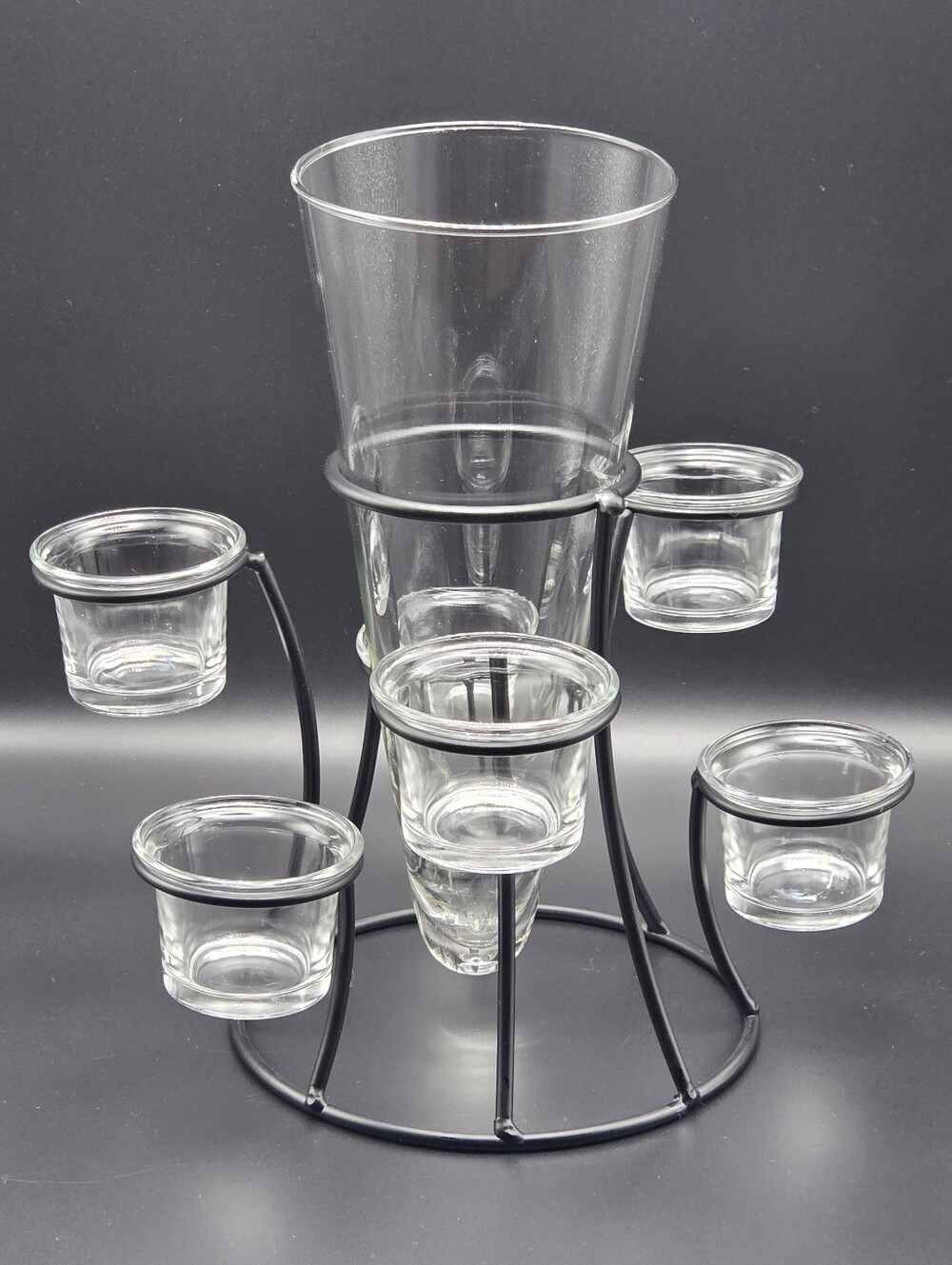 Rustic Iron Centerpiece With Clear Glass‎ Vase And Tealight Votive Candle Holder